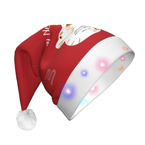 XVBCDFG Weihnachtsmütze mit LED-Lichtern, Motiv: Jahr des Drachen 2024, für Erwachsene, Urlaub, Partyzubehör von XVBCDFG
