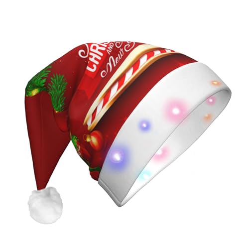 XVBCDFG Weihnachtsmütze mit LED-Lichtern, weich, lustig, für Erwachsene, Partyzubehör von XVBCDFG