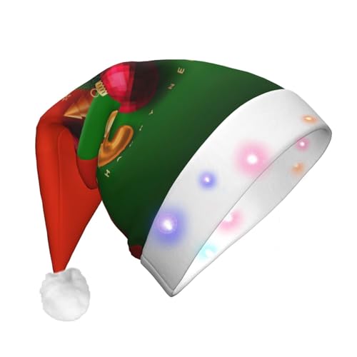 XVBCDFG Weihnachtsmütze mit LED-Lichtern, weich, lustig, für Erwachsene, Urlaub, Partyzubehör von XVBCDFG