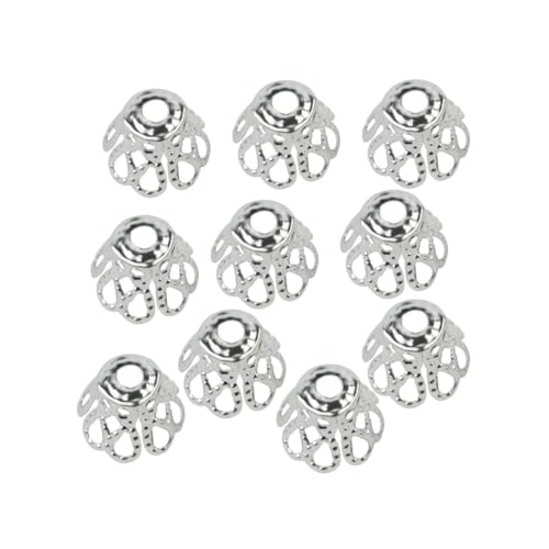 100 PCs Blumenperlenkappen Filigran Basket Perle End Hohlblütenende Kappen für Schmuck, die Antiquitäten 7mm Silber machen von XVHOAB