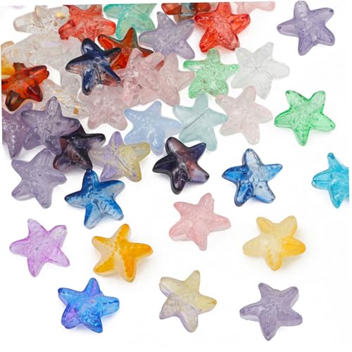 100 Pcs sea star Beads, Colorful Transparent sea star Straight Hole Beads, Ocean Beads Pendants for Making Jewelry Bracelets, Necklaces, Earrings, Crafts Bead von XVHOAB