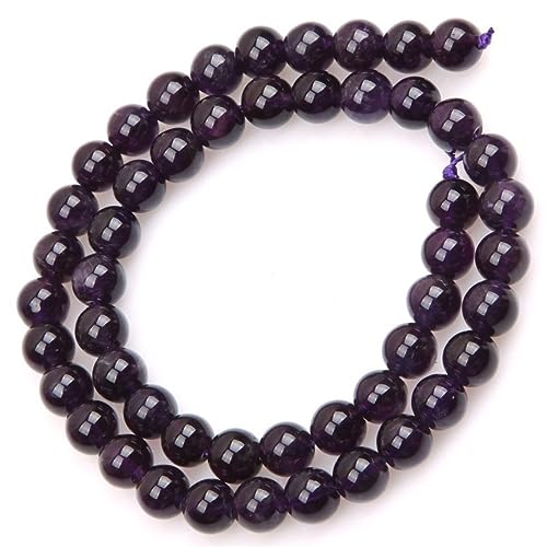 8 mm runde natürliche Amethyst -Edelsteinperlen Strand 15, Schmuck Perlen machen von XVHOAB