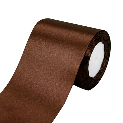 Braun Wired Ribbon 4 Zoll 24 Meter Länge Vintage Satin Lustig DIY große Schleife machen dunkle Dacron -Seide für Partydekoration von XVHOAB