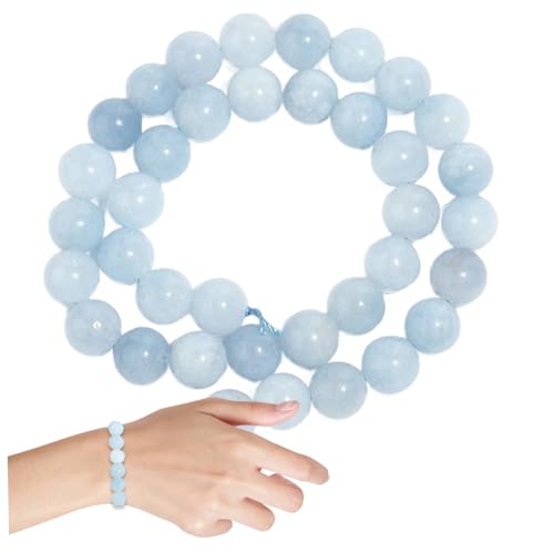 Round Beads 38Pcs/Set 10mm Natural Genuine Loose Beads Light Blue Round Beads for Bracelets DIY Crystal Energy Stone Beads for Bracelets, Jewelry Making Gems Beads von XVHOAB