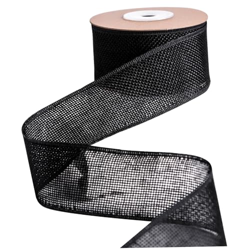 Schwarzes Band 1 Rollen 30 Fuß x 2in DIY Trimmable dekorative Polyester Feste Farbe für Bugblumenstrauß Geschenkpackungskranzherstellung von XVHOAB