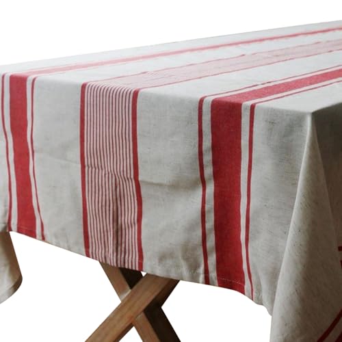 Tischdecke, 59x86 Baumwollwäsche rot gestreifte Tischdecke Vintage Tische wiederverwendbares Waschkleid für Küchen Essen im Freien von XVHOAB