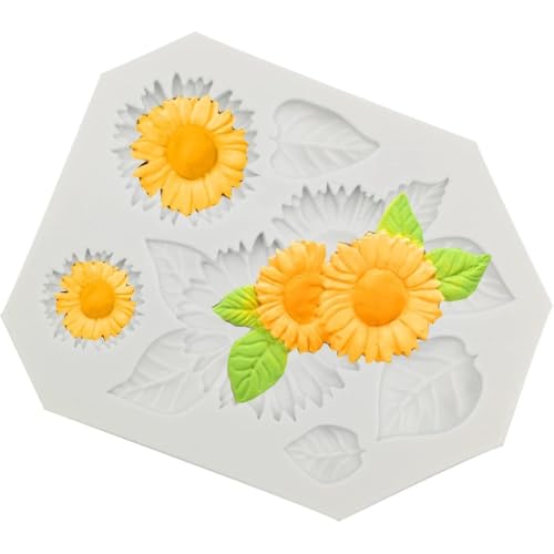 XVHOAB Sonnenblumen Fondantform, Sonnenblumenblattformen, Polymerton handgefertigtes Handwerk Desserts Kuchen dekorative Form für DIY -Triebkasten Cupcake Cupcake Cake Toper Schokolade von XVHOAB