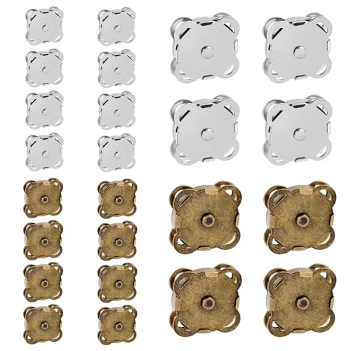 24 Stück Magnetknöpfe, 14mm &18mm Nähen Magnetverschlüsse, Magnetische Knöpfe Magnetverschluss Taschen für DIY, Handwerk, Mäntel, Handtaschen, Nähen, Jacken (Silber/Bronze) von XWCHASA