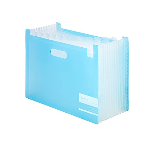 Exquisiter tragbarer transparenter Ordner, große Kapazität, 13 Taschen, erweiterbarer A4-Ordner, Organizer, zur Aufbewahrung von Notenblättern, Testpapieren (Farbe: Blau, Größe: Typ A) von XWDQ