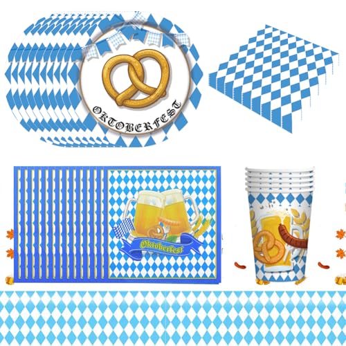 Bierfest Party Dekoration，Bierfest Tischdekoration，German Beer Festival Party Geschirr，Bierfest Geburtstagsdekoration Party，Oktoberfest Partygeschirr Set，Bierfest Papier Geschirr Set，61 Stücke von XWMTDKX