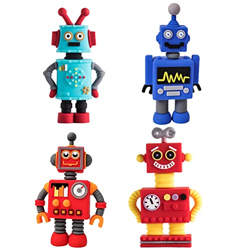 Party Cake Decoration Roboter Kuchendeko,MiniFiguren Tortendeko,4 Pcs Roboter Figuren Deko Torte Roboter Geburtstagstorte Dekoration,Cake Toppers Mini Figures Set,Party Kuchen Dekoration Lieferungen von XWMTDKX