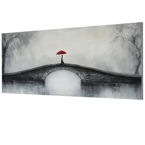 XXDBBDOU BrüCke Malen Nach Zahlen Erwachsene Groß XXL 60x120cm, Malen Nach Zahlen Regenschirm DIY Farbe Acrylfarbe ölgemälde Set für Zimmer Deko Aesthetic, Geschenke für Frauen, Model-0148 von XXDBBDOU