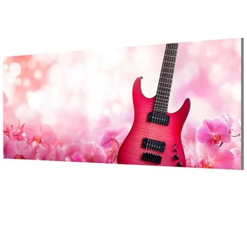 XXDBBDOU Malen Nach Zahlen Erwachsene Gitarre, Blume Malen Nach Zahlen Leinwand, DIY Bastelset Erwachsene Paint by Numbers für Zimmer Deko Wohnzimmer, Geschenke 40x80cm, Model-0166 von XXDBBDOU