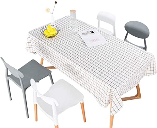 Tischdecke Eckig Weiße karierte Tischdecke Baumwolle und Leinen kleine frische Tischdecke-Tisch-rechteckige Tischdecke moderner minimalistischer karierter Tischdecke Tischabdeckung Protector für Küche von XXF-Shop