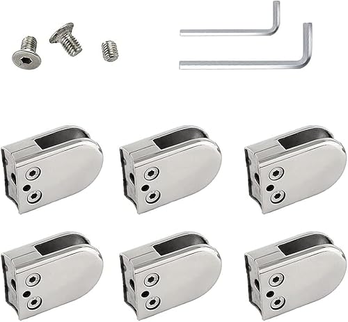 XXHNBF Glasklemme, Glas-Clip-Klemmen, 6er-Pack, Glasklemmen, Edelstahl, runde Glashalterung, verstellbare Glashalterungen, Glas-Clips, perfekte Übereinstimmung von XXHNBF