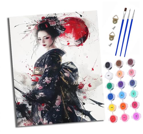 Malen nach Zahlen Erwachsene Japanische Geisha DIY Handgemalt Ölgemälde Kit Paint by Numbers Adult Mit 3 - Pinseln und Acrylfarbe Knitterfreie Leinwand set - 40 X 50 CM Malen nach Zahlen Erwachsene Japanische Geisha DIY Handgemalt Ölgemälde Kit Paint by Numbers Adult Mit 3 - Pinseln und Acrylfarbe Knitterfreie Leinwand set - 40 X 50 CM von XXHXIE