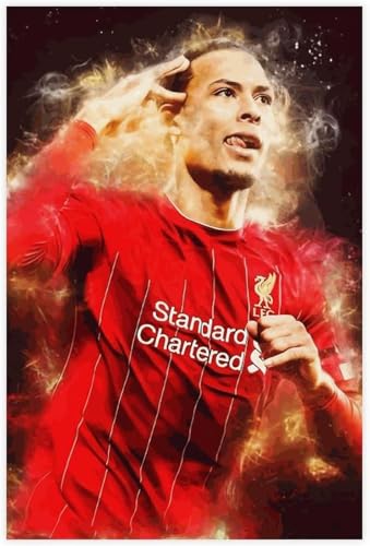 XYNZTF 5d Diamond Painting Diamant Bilder FüR Erwachsene Virgil Van Dijk Poster Fußball Fußball Poster DIY Kreuzstich Arts Craft Kristall Strass Stickerei 19.7"x27.6"(50x70cm) von XYNZTF