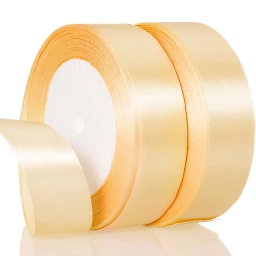 2 Stück 22 Meters Satinband Gold, 20mm Schleifenband Gold, Goldenes Geschenk Band Geschenkbänder,Dekoration Geschenkband breit Schleifenband, für Geschenkverpackung Hochzeitsdeko Geburtstag Party von XYTAHDM