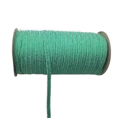 XYTUJK Gummiband 2/5yards 6mm Elastisches Band Golddraht Glitter Elastisches Spandexband for Besatz Nähen Stoff DIY Kleidungsstück Nähzubehör(Green-1,2yard) von XYTUJK