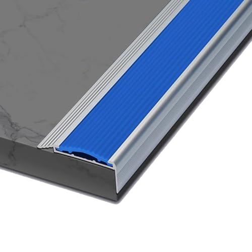 Treppenkantenschutz aus Aluminiumlegierung, Metall, L-förmiger Treppenkantenschutz, rutschfeste Stufenkantenschutzstreifen for den Innen- und Außenbereich, Türschwellenleiste(Blue) von XYUERU