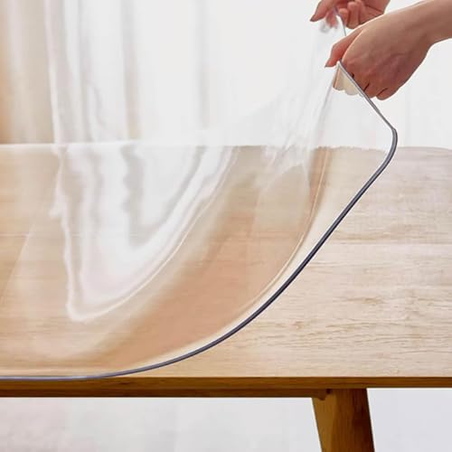 XYXHEII Durchsichtig Abwaschbar Tischdecke, Wasserdicht PVC Tischdecke, Hochwertige Tischdecke, Transparent Plastik Tischdecke, Outdoor Rechteckig Tischtuch von XYXHEII