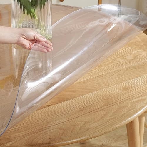 XYXHEII Tischdecke Durchsichtig Abwaschbar, Wasserdicht Schutztischdecke, Tischdecke Transparent, Runden Plastiktischdecke, PVC Tischdecke Zum Esstische von XYXHEII