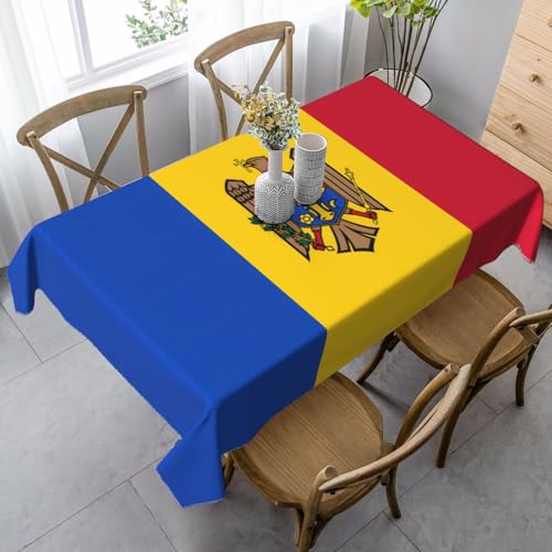 XZDAL Elegante und langlebige Flagge Moldawiens, rechteckige Tischdecke, für Esszimmer, Brunch, Hochzeit und mehr, 89 x 140 cm von XZDAL