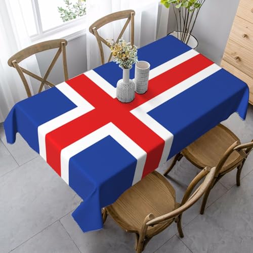 XZDAL Elegante und langlebige Flagge von Island, rechteckige Tischdecke, 89 x 140 cm, für Abendessen, Brunch, Hochzeiten und mehr von XZDAL