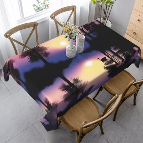 XZDAL Elegante und langlebige Peaceful Dawn rechteckige Tischdecke für Esszimmer, Brunch, Hochzeit und mehr, 89 x 140 cm von XZDAL