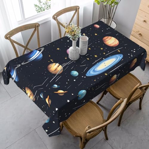 XZDAL Elegante und langlebige The Solar Family Tischdecke, rechteckig, für Abendessen, Brunch, Hochzeit und mehr, 89 x 140 cm von XZDAL