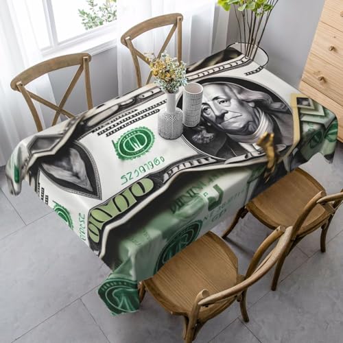 XZDAL Elegante und langlebige Tischdecke mit Banknotenmuster, 89 x 140 cm, rechteckige Tischdecke für Esszimmer, Brunch, Hochzeit und mehr von XZDAL