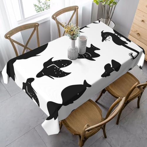 XZDAL Elegante und langlebige Tischdecke mit Fischmotiv, rechteckig, 89 x 140 cm, für Abendessen, Brunch, Hochzeit und mehr, Schwarz und Weiß von XZDAL