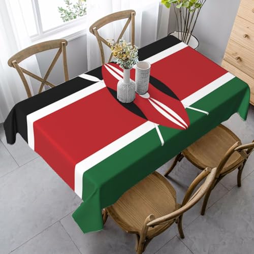 XZDAL Elegante und langlebige Tischdecke mit Flagge von Kenia, 89 x 140 cm, rechteckig, für Abendessen, Brunch, Hochzeiten und mehr von XZDAL