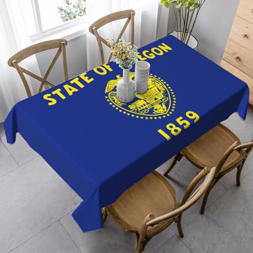 XZDAL Elegante und langlebige Tischdecke mit Flagge von Oregon, rechteckig, 89 x 140 cm, für Abendessen, Brunch, Hochzeiten und mehr von XZDAL