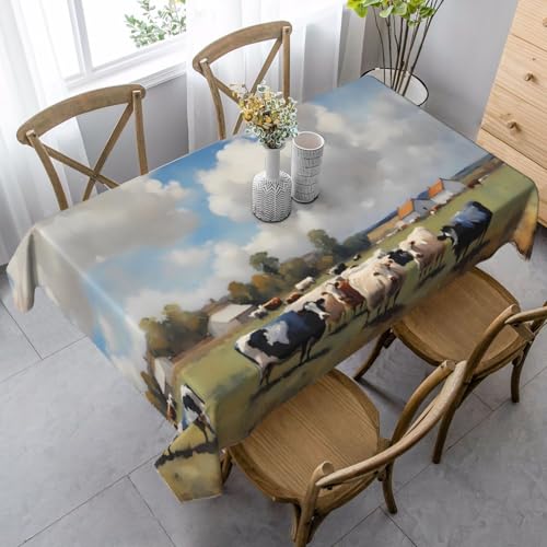 XZDAL Elegante und langlebige Tischdecke mit großem Bauernhof, rechteckig, für Abendessen, Brunch, Hochzeit und mehr, 89 x 140 cm von XZDAL