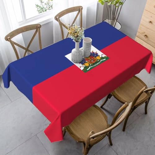 XZDAL Elegante und langlebige Tischdecke mit haitianischer Flagge, 89 x 140 cm, rechteckig, für Esszimmer, Brunch, Hochzeit und mehr von XZDAL