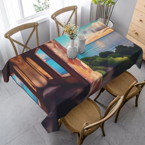 XZDAL Elegante und langlebige Travel Dreams rechteckige Tischdecke für Esszimmer, Brunch, Hochzeit und mehr, 89 x 140 cm von XZDAL