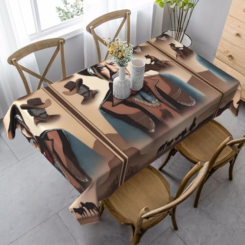 XZDAL Elegante und langlebige Western-Ikonen, rechteckige Tischdecke, für Abendessen, Brunch, Hochzeit und mehr, 89 x 140 cm von XZDAL