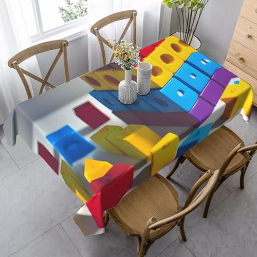 XZDAL Elegante und langlebige bunte Bausteine, rechteckige Tischdecke für Esszimmer, Brunch, Hochzeit und mehr, 89 x 140 cm von XZDAL