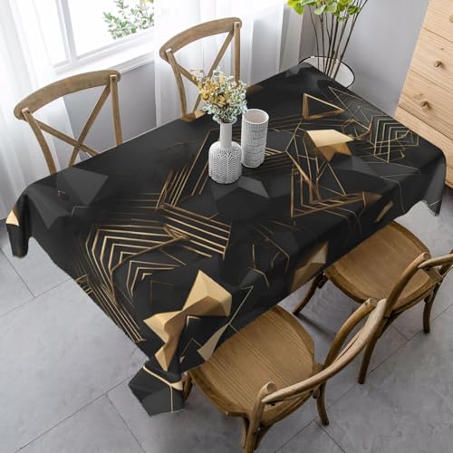 XZDAL Elegante und langlebige rechteckige Tischdecke für Esszimmer, Brunch, Hochzeit und mehr, 89 x 140 cm, Schwarz und Gold kariert von XZDAL