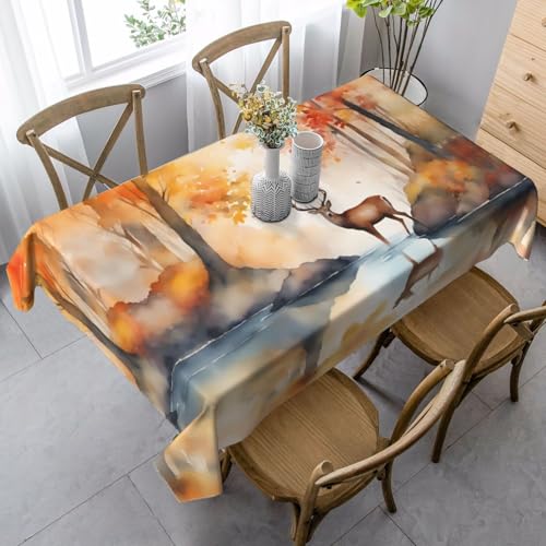 XZDAL Elegante und langlebige rechteckige Tischdecke mit Hirschmotiv, 89 x 140 cm, für Abendessen, Brunch, Hochzeit und mehr von XZDAL