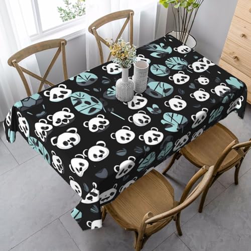 XZDAL Elegante und langlebige rechteckige Tischdecke mit Panda-Gesicht, 89 x 140 cm, für Abendessen, Brunch, Hochzeit und mehr, Schwarz und Weiß von XZDAL