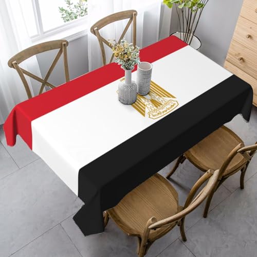 XZDAL Elegante und langlebige rechteckige Tischdecke mit ägyptischer Flagge, 89 x 140 cm, für Abendessen, Brunch, Hochzeiten und mehr von XZDAL