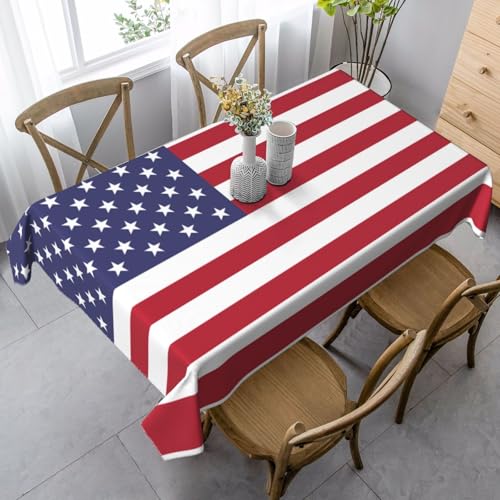 XZDAL Elegante und langlebige rechteckige Tischdecke mit amerikanischer Flagge, 89 x 140 cm, für Abendessen, Brunch, Hochzeiten und mehr von XZDAL