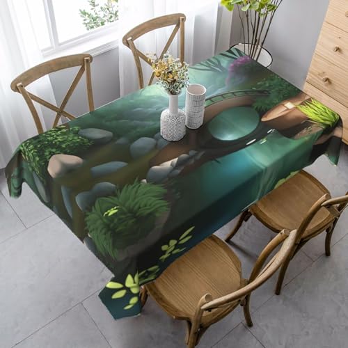 XZDAL Elegante und langlebige rechteckige Tischdecke mit der kleinen Brücke im Osten, 89 x 140 cm, für Esszimmer, Brunch, Hochzeit und mehr von XZDAL