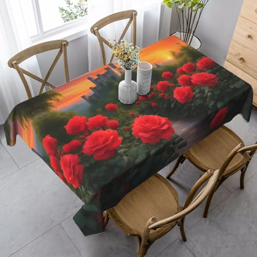 XZDAL Elegante und langlebige rechteckige Tischdecke mit einem schönen Schloss, 89 x 140 cm, für Abendessen, Brunch, Hochzeiten und mehr von XZDAL