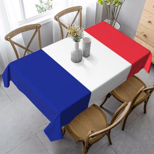 XZDAL Elegante und langlebige rechteckige Tischdecke mit französischer Flagge, 89 x 140 cm, für Abendessen, Brunch, Hochzeiten und mehr von XZDAL