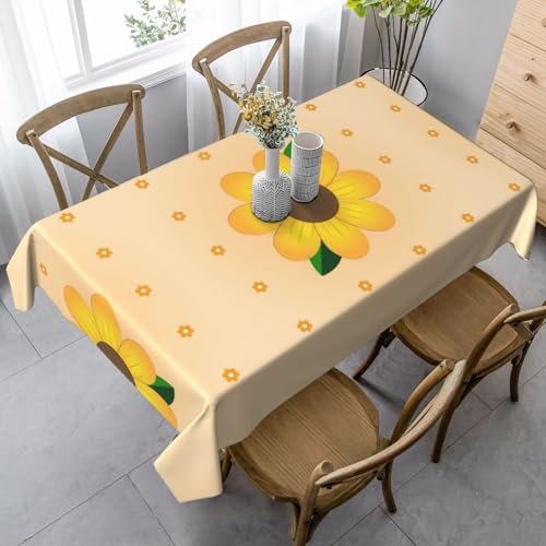 XZDAL Elegante und langlebige rechteckige Tischdecke mit goldenen Sonnenblumen, 89 x 140 cm, für Abendessen, Brunch, Hochzeit und mehr von XZDAL