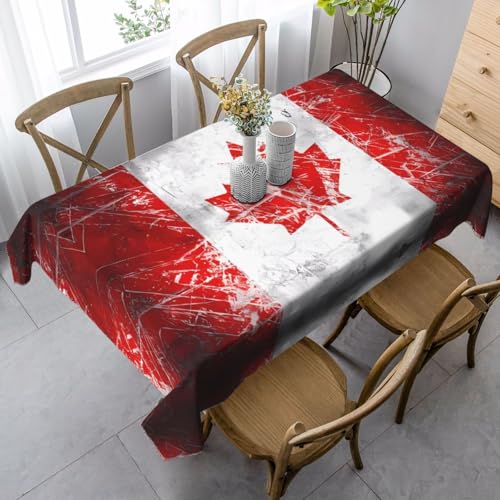 XZDAL Elegante und langlebige rechteckige Tischdecke mit kanadischer Flagge im Retro-Stil, 89 x 140 cm, für Abendessen, Brunch, Hochzeiten und mehr von XZDAL