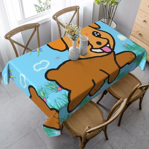 XZDAL Elegante und langlebige rechteckige Tischdecke mit laufendem Cartoon-Hund, 89 x 140 cm, für Abendessen, Brunch, Hochzeit und mehr von XZDAL